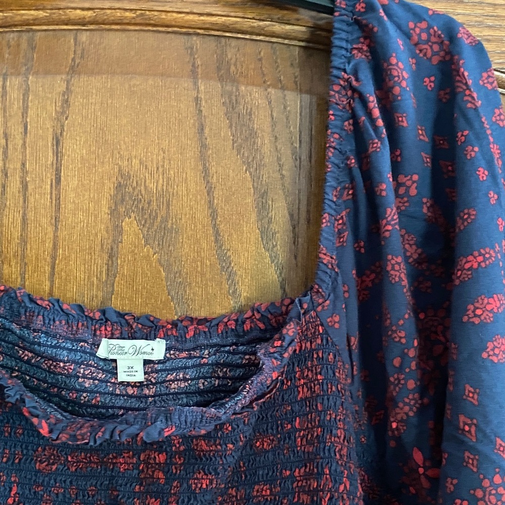 The Pioneer Woman Navy Maxi Dress with Red Floral Print